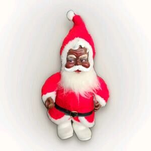 Rare Vintage Rushton Coca Cola African American Santa Plush White Boots 50's